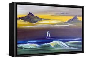 Sailing Boat  in Storm-vilax-Framed Stretched Canvas