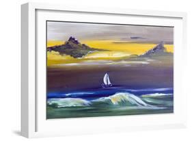 Sailing Boat  in Storm-vilax-Framed Art Print
