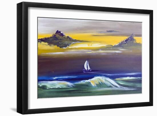 Sailing Boat  in Storm-vilax-Framed Premium Giclee Print