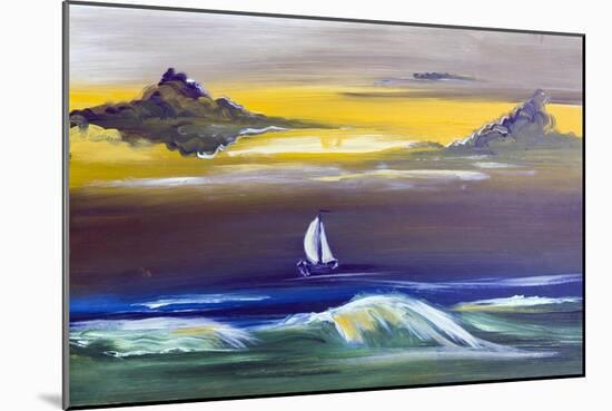 Sailing Boat  in Storm-vilax-Mounted Premium Giclee Print