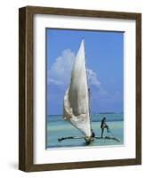 Sailing Boat, Kiwengwa Beach, Zanzibar, Tanzania, East Africa, Africa-Yadid Levy-Framed Photographic Print