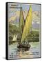 Sailing Boat of Lake Geneva-null-Framed Stretched Canvas