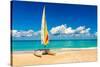 Sailing Boat on a Beautiful Summer Day at Beach in Cuba-Kamira-Stretched Canvas