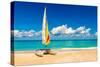 Sailing Boat on a Beautiful Summer Day at Beach in Cuba-Kamira-Stretched Canvas