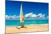 Sailing Boat on a Beautiful Summer Day at Beach in Cuba-Kamira-Mounted Photographic Print