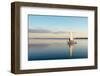 Sailing Boat on a Calm Lake with Reflection in the Water. Serene Scene Landscape. Horizontal Photog-Wstockstudio-Framed Photographic Print