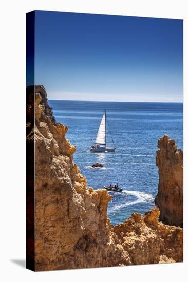 Sailing Boat, Ponta De Piedade, Lagos, Algarve, Portugal-Sabine Lubenow-Stretched Canvas