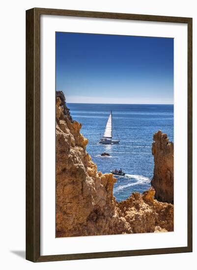 Sailing Boat, Ponta De Piedade, Lagos, Algarve, Portugal-Sabine Lubenow-Framed Photographic Print