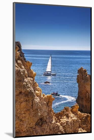Sailing Boat, Ponta De Piedade, Lagos, Algarve, Portugal-Sabine Lubenow-Mounted Photographic Print