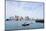 Sailing Boat Rest with Dock in Bay and Boston Downtown Skyline with Urban Skyscrapers over Sea in T-Songquan Deng-Mounted Photographic Print