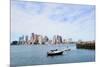 Sailing Boat Rest with Dock in Bay and Boston Downtown Skyline with Urban Skyscrapers over Sea in T-Songquan Deng-Mounted Photographic Print