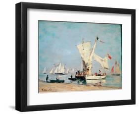 Sailing Boats, C, 1869 (Oil on Wood)-Eugene Louis Boudin-Framed Giclee Print