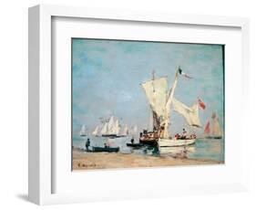 Sailing Boats, C, 1869 (Oil on Wood)-Eugene Louis Boudin-Framed Giclee Print