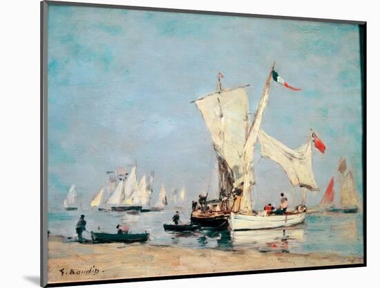 Sailing Boats, C, 1869 (Oil on Wood)-Eugene Louis Boudin-Mounted Giclee Print