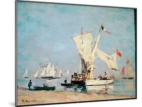 Sailing Boats, C, 1869 (Oil on Wood)-Eugene Louis Boudin-Mounted Giclee Print