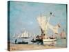 Sailing Boats, C, 1869 (Oil on Wood)-Eugene Louis Boudin-Stretched Canvas