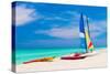 Sailing Boats, Catamarans, Kayaks and Water Bikes in the Beautiful Cuban Beach of Varadero-Kamira-Stretched Canvas