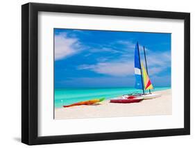 Sailing Boats, Catamarans, Kayaks and Water Bikes in the Beautiful Cuban Beach of Varadero-Kamira-Framed Photographic Print