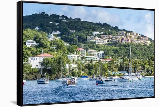 Sailing boats in Cruz Bay, St. John, Virgin Islands National Park, US Virgin Islands, West Indies,-Michael Runkel-Framed Stretched Canvas