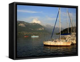 Sailing Boats in Evening Light, Moored on Lake Annecy, Rhone Alpes, France, Europe-Richardson Peter-Framed Stretched Canvas