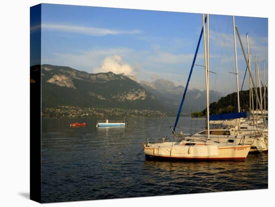 Sailing Boats in Evening Light, Moored on Lake Annecy, Rhone Alpes, France, Europe-Richardson Peter-Stretched Canvas
