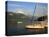 Sailing Boats in Evening Light, Moored on Lake Annecy, Rhone Alpes, France, Europe-Richardson Peter-Stretched Canvas