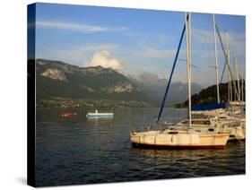 Sailing Boats in Evening Light, Moored on Lake Annecy, Rhone Alpes, France, Europe-Richardson Peter-Stretched Canvas