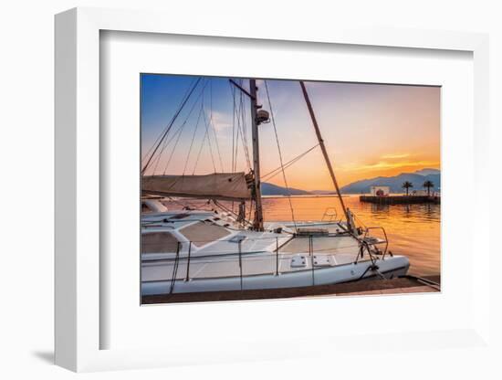 Sailing Boats in Marina at Sunset. Tivat. Montenegro-dmitry kushch-Framed Photographic Print