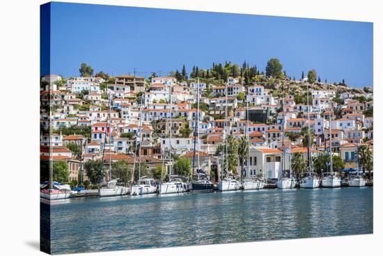 Sailing boats in Poros Island port, Saronic Island, Aegean Coast, Greek Islands, Greece-Matthew Williams-Ellis-Stretched Canvas