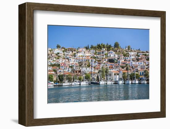 Sailing boats in Poros Island port, Saronic Island, Aegean Coast, Greek Islands, Greece-Matthew Williams-Ellis-Framed Photographic Print