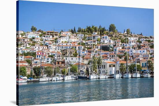 Sailing boats in Poros Island port, Saronic Island, Aegean Coast, Greek Islands, Greece-Matthew Williams-Ellis-Stretched Canvas