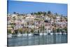 Sailing boats in Poros Island port, Saronic Island, Aegean Coast, Greek Islands, Greece-Matthew Williams-Ellis-Stretched Canvas