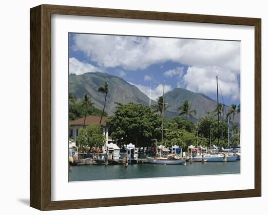 Sailing Boats in the Harbour of Lahaina, an Old Whaling Station, West Coast, Hawaii-Tony Waltham-Framed Photographic Print