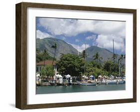 Sailing Boats in the Harbour of Lahaina, an Old Whaling Station, West Coast, Hawaii-Tony Waltham-Framed Photographic Print