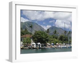 Sailing Boats in the Harbour of Lahaina, an Old Whaling Station, West Coast, Hawaii-Tony Waltham-Framed Photographic Print