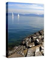 Sailing Boats, Lac Leman, Evian-Les Bains, Haute-Savoie, France, Europe-Richardson Peter-Stretched Canvas