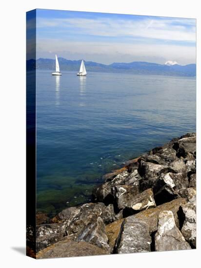 Sailing Boats, Lac Leman, Evian-Les Bains, Haute-Savoie, France, Europe-Richardson Peter-Stretched Canvas