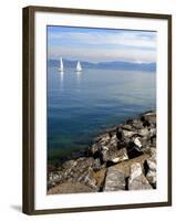 Sailing Boats, Lac Leman, Evian-Les Bains, Haute-Savoie, France, Europe-Richardson Peter-Framed Photographic Print