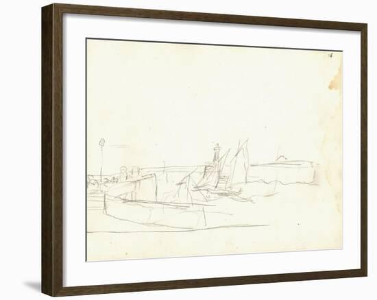 Sailing Boats Leaving a Port (Pencil on Paper)-Claude Monet-Framed Giclee Print