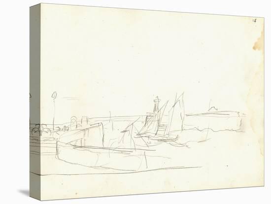 Sailing Boats Leaving a Port (Pencil on Paper)-Claude Monet-Stretched Canvas