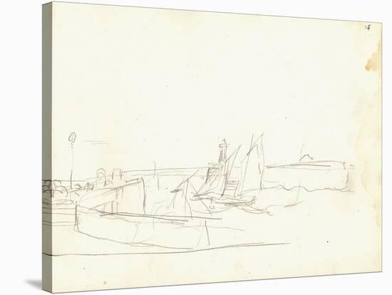 Sailing Boats Leaving a Port (Pencil on Paper)-Claude Monet-Stretched Canvas