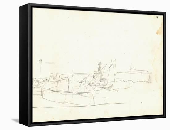Sailing Boats Leaving a Port (Pencil on Paper)-Claude Monet-Framed Stretched Canvas