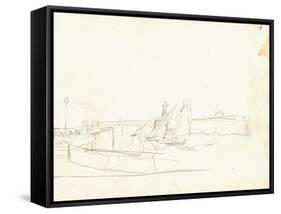 Sailing Boats Leaving a Port (Pencil on Paper)-Claude Monet-Framed Stretched Canvas