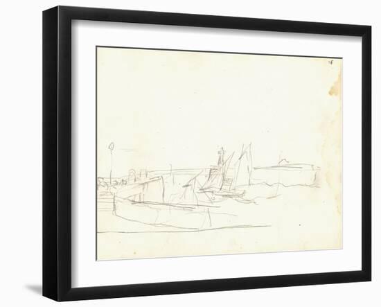 Sailing Boats Leaving a Port (Pencil on Paper)-Claude Monet-Framed Giclee Print