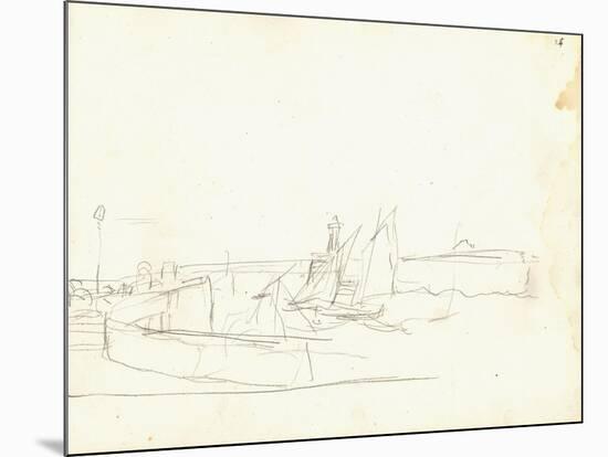 Sailing Boats Leaving a Port (Pencil on Paper)-Claude Monet-Mounted Giclee Print