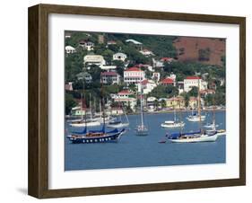 Sailing Boats Moored Off Charlotte Amalie, St. Thomas, U.S. Virgin Islands, West Indies, Caribbean-Ken Gillham-Framed Photographic Print