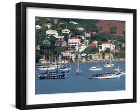 Sailing Boats Moored Off Charlotte Amalie, St. Thomas, U.S. Virgin Islands, West Indies, Caribbean-Ken Gillham-Framed Photographic Print