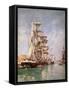 Sailing Boats (Oil on Canvas)-Eugene Louis Boudin-Framed Stretched Canvas