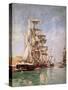 Sailing Boats (Oil on Canvas)-Eugene Louis Boudin-Stretched Canvas