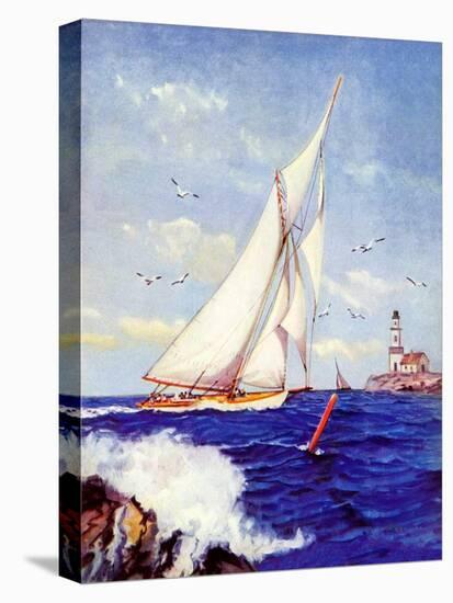 "Sailing by the Lighthouse,"August 1, 1938-Albert B. Marks-Stretched Canvas